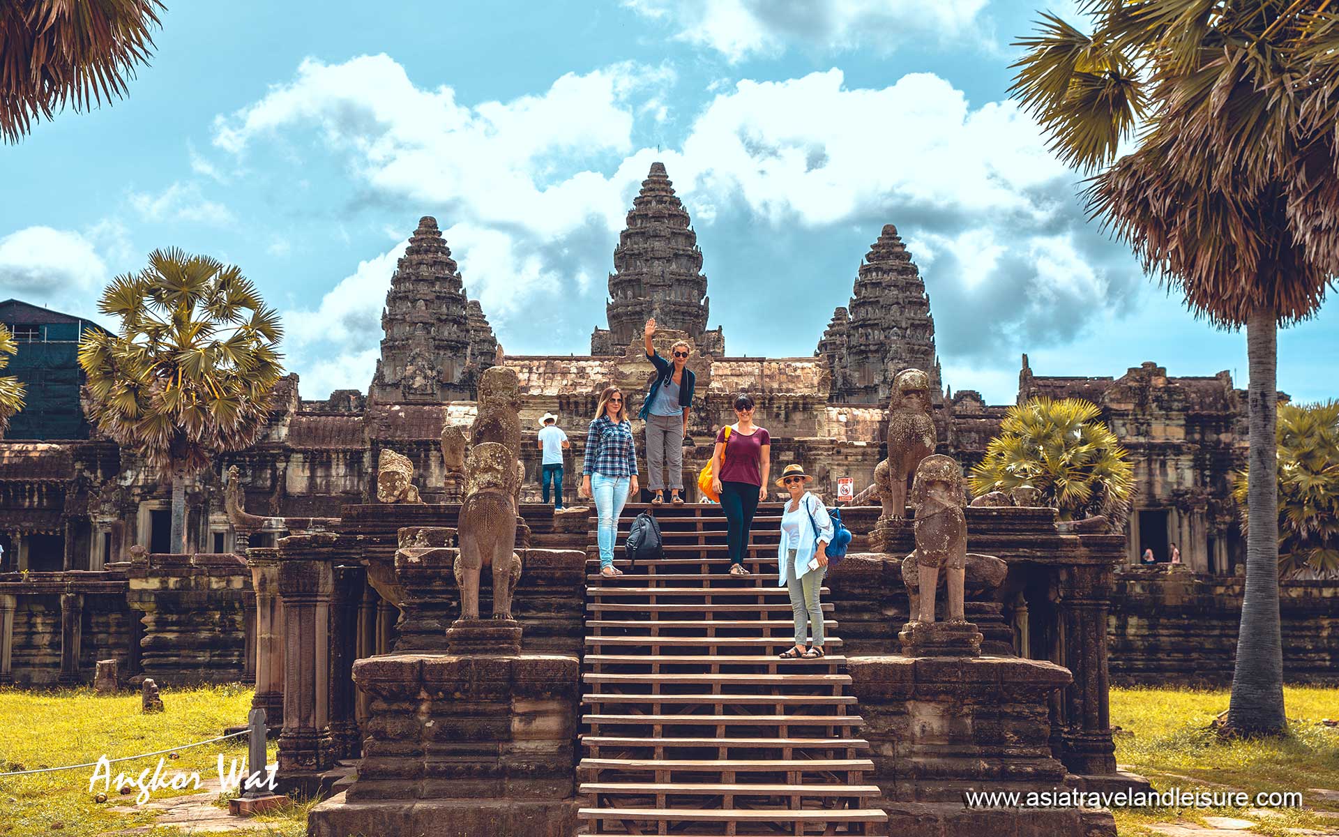 Tourists from Cambodia Travel capture a moment in front of the awe-inspiring Angkor Wat