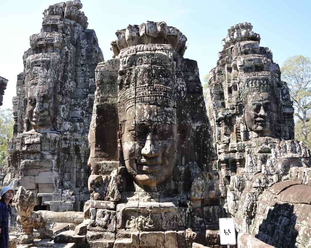 Bayon Temple with its enigmatic smiling faces, part of the Angkor temple complex in Cambodia